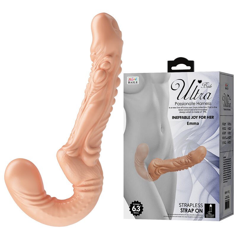 Alternative view of BAILE - EMMA TEXTURED DOUBLE PENETRATION STRAP-ON FLESH