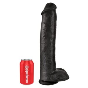 King Cock – realistisk dildo med testiklar 38 cm, svart