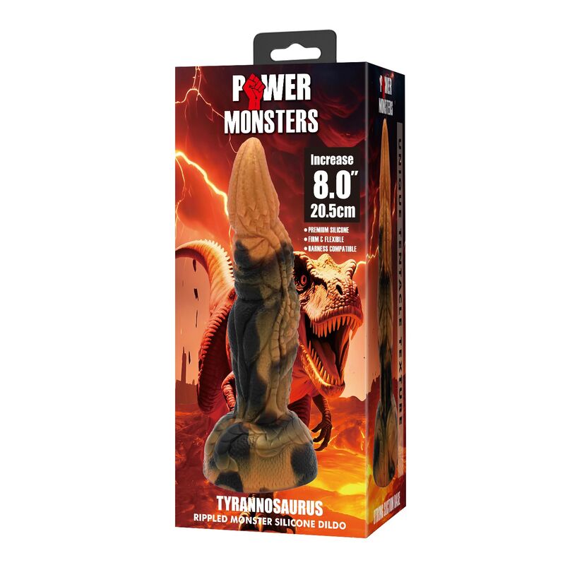 Alternative view of POWER MONSTERS - TYRANNOSAURUS BICOLOR FANTASY SILICONE DILDO 20.5 CM Ø 5 CM