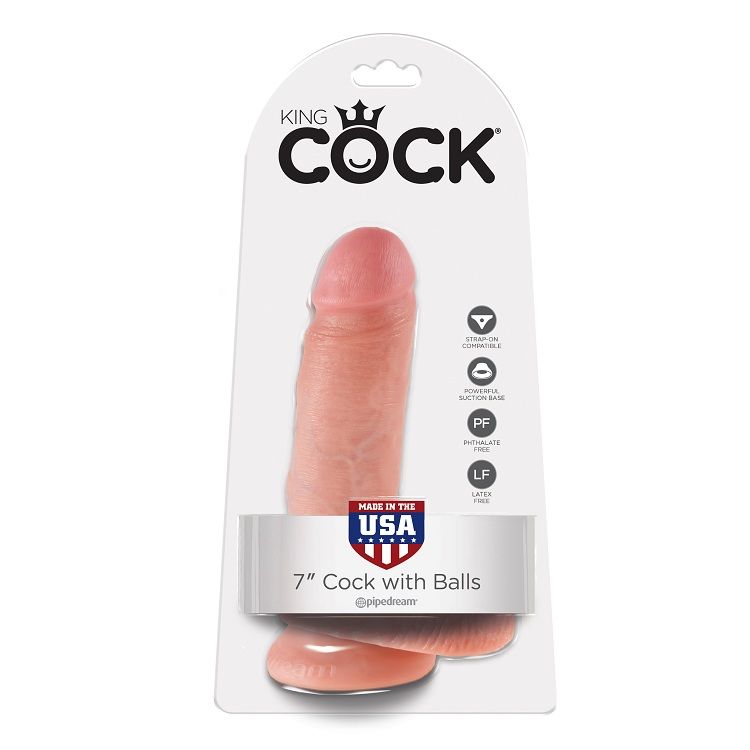 KING COCK - 7 DILDO KÖTT MED KULOR 17,8 CM