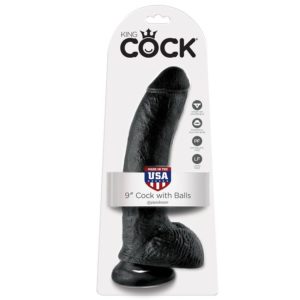 KING COCK - DILDO BLACK WITH BALLS 22.9 CM