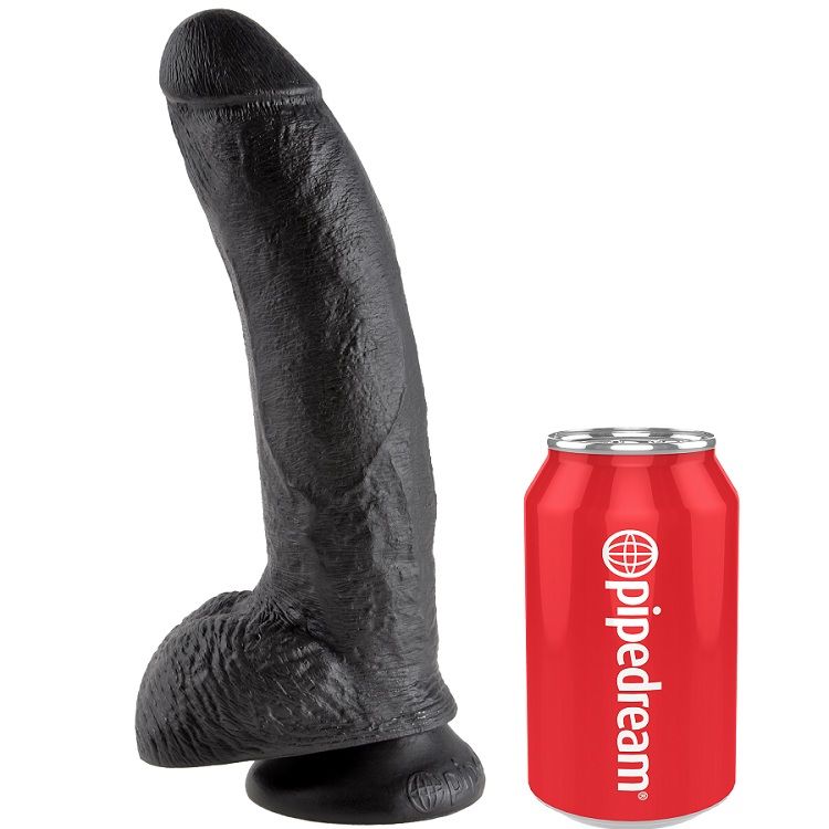 KING COCK - DILDO BLACK WITH BALLS 22.9 CM - Image 3