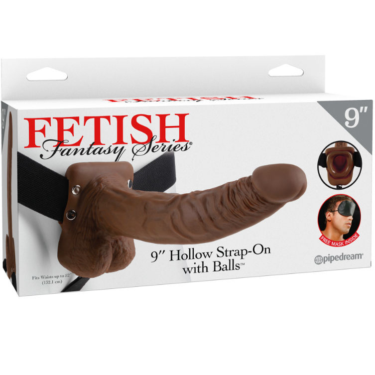 FETISH FANTASY SERIES - SERIES 9 HOLLOW STRAP-ON WITH BALLS 22.9CM BROWN - Bild 2