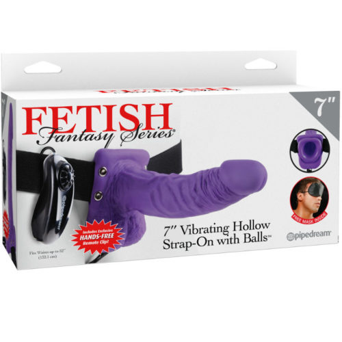 FETISH FANTASY SERIES - SERIES 7 HOLLOW STRAP-ON VIBRATING WITH BALLS 17.8CM PURPLE - Image 2