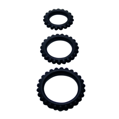 BAILE - TITAN SET 3PCS COCK RING BLACK 2.8 + 2.4 + 1.9 CM - Bild 2