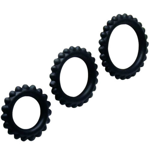 BAILE - TITAN SET 3PCS COCK RING BLACK 2.8 + 2.4 + 1.9 CM - Bild 3