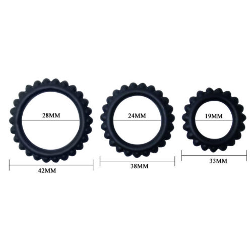 BAILE - TITAN SET 3PCS COCK RING BLACK 2.8 + 2.4 + 1.9 CM - Bild 4