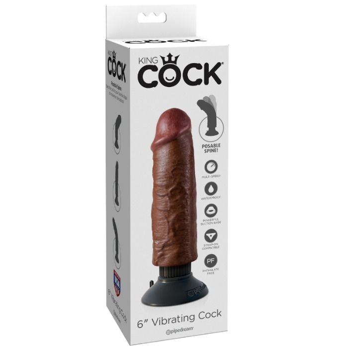 KING COCK - VIBRERANDE KUK BRUN 15,24 CM