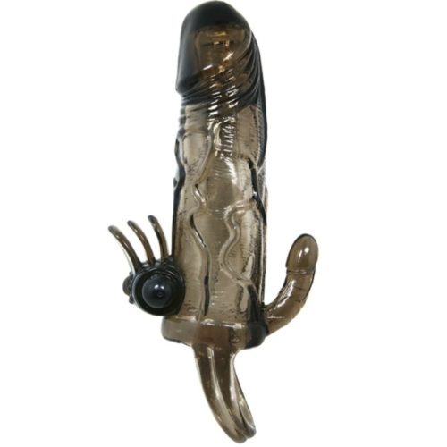 BAILE - BRAVE MAN PENIS COVER WITH CLIT AND ANAL STIMULATION DOUBLE BULLET BLACK 16.5 CM - Bild 3