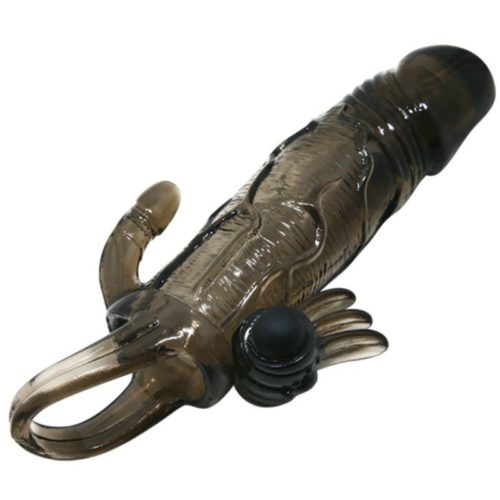 BAILE - BRAVE MAN PENIS COVER WITH CLIT AND ANAL STIMULATION DOUBLE BULLET BLACK 16.5 CM - Bild 5