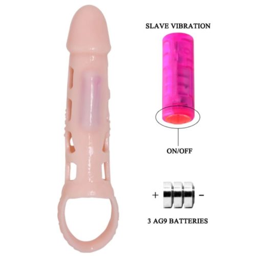 BAILE - PENIS EXTENDER COVER WITH VIBRATION AND NATURAL STRAP 13.5 CM - Image 4