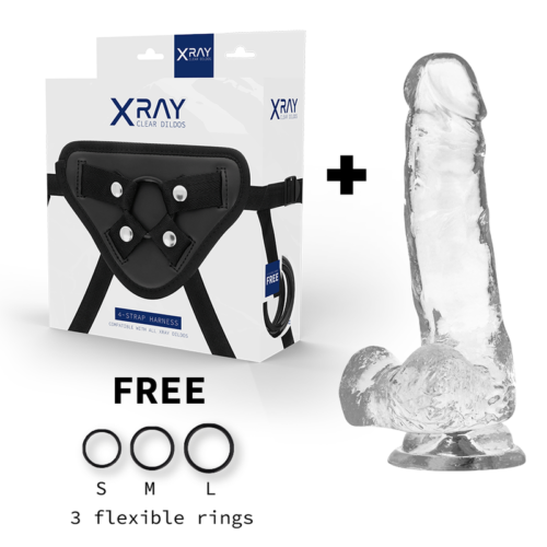 X RAY - HARNESS + CLEAR COCK WITH BALLS 18.5 CM -O- 3.8 CM - Bild 2