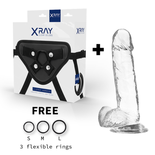 X RAY - HARNESS + CLEAR COCK WITH BALLS 20 CM -O- 4.5 CM - Bild 2