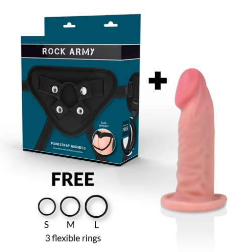 ROCKARMY - HARNESS + DUAL DENSITY TIGER REALISTIC DILDO 14 CM -O- 4.46 CM - Bild 2