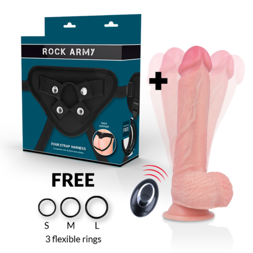 ROCKARMY - HARNESS + LIQUID SILICONE VIBRATOR PREMIUM APACHE REMOTE CONTROL 20.5 CM -O- 4.62 CM - Bild 2