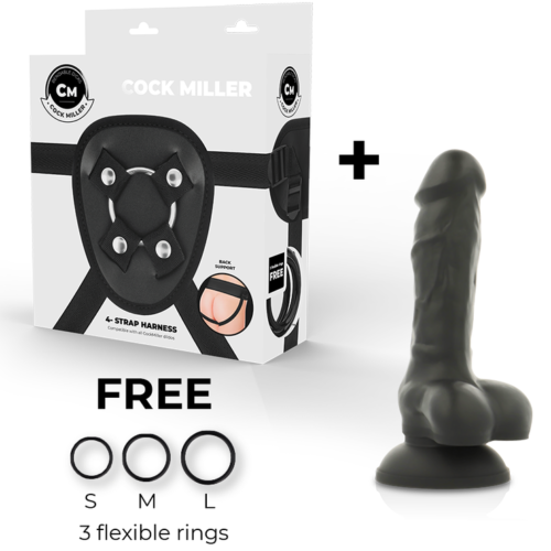 COCK MILLER - HARNESS + SILICONE DENSITY COCKSIL ARTICULABLE BLACK 13 CM - Image 2